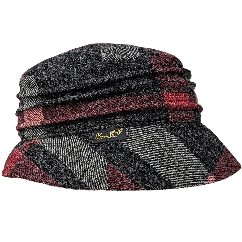 1pc Chapeau Seau À Carreaux Rouge Style France Chapeau Bob - Temu France