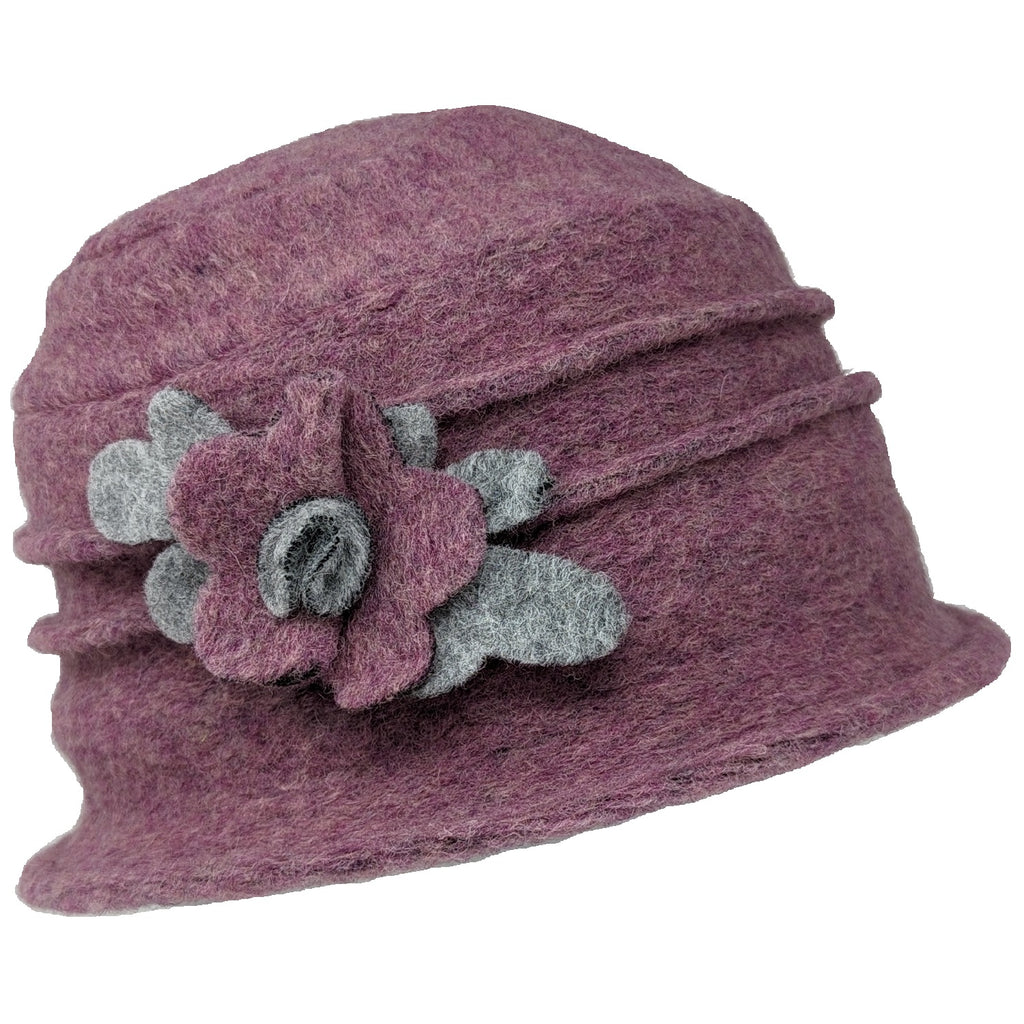 Chapeau femme forme cloche laine bouillie hiver rose NEUF Taille S