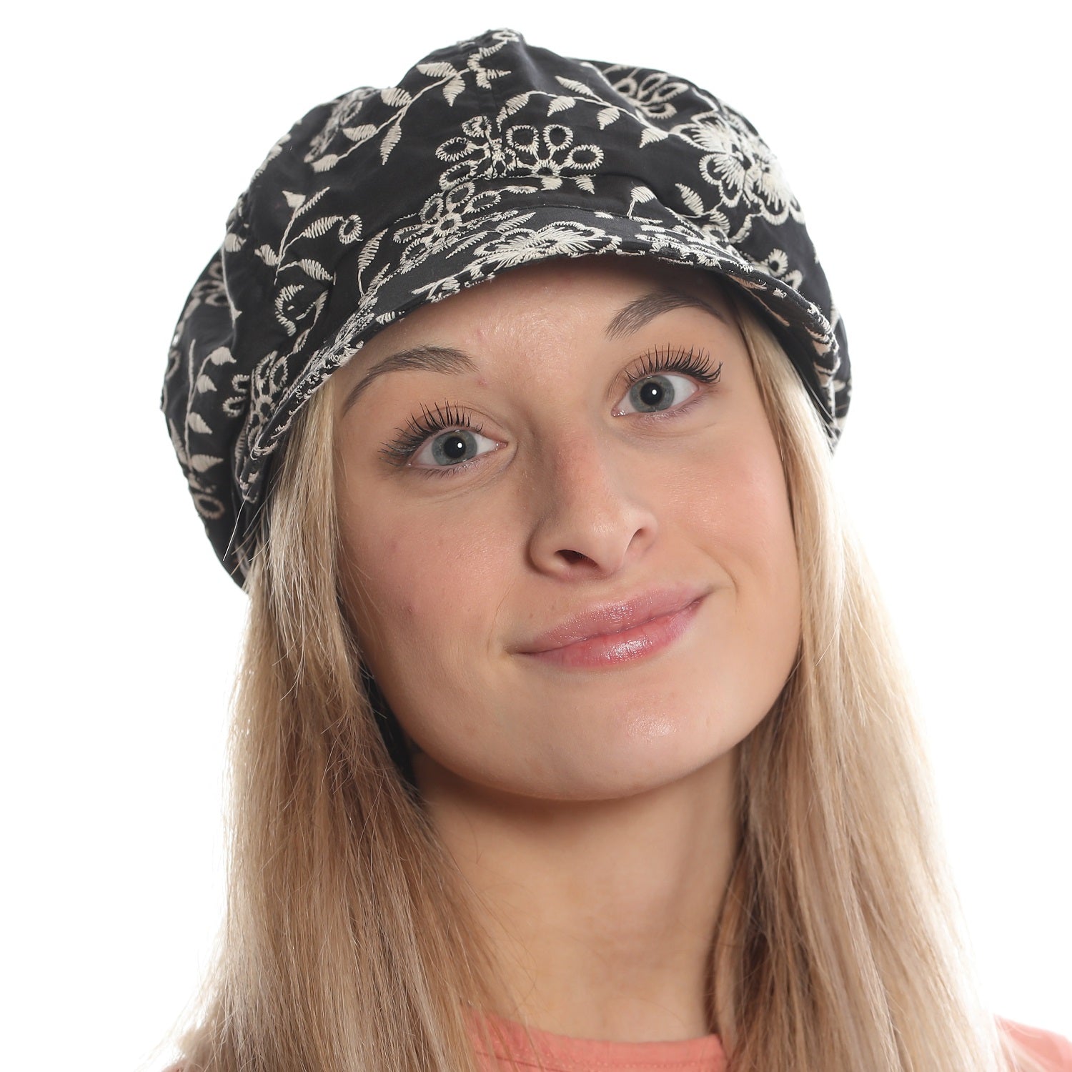 Casquette gavroche en chambray brodé