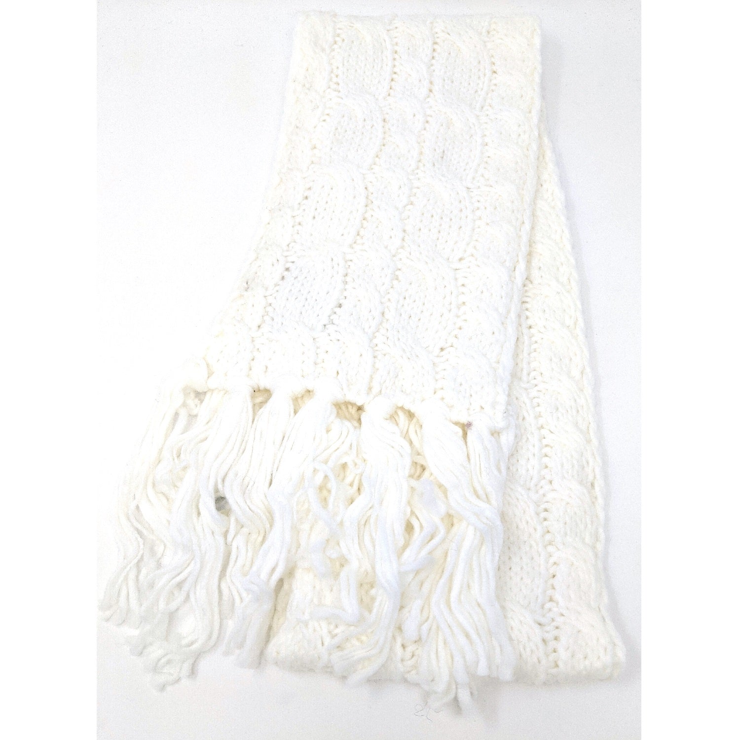 Foulard avec frange en tricot câble