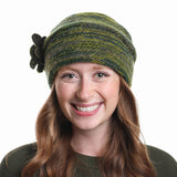 Boiled wool beanie hat with flower