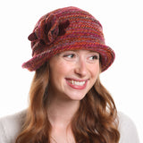 Wool cloche hat with flower