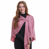 Short cashmere effect knitted shawl