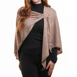 Short cashmere effect knitted shawl