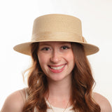 Sewn straw boater hat