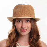 Rafia and straw fedora hat