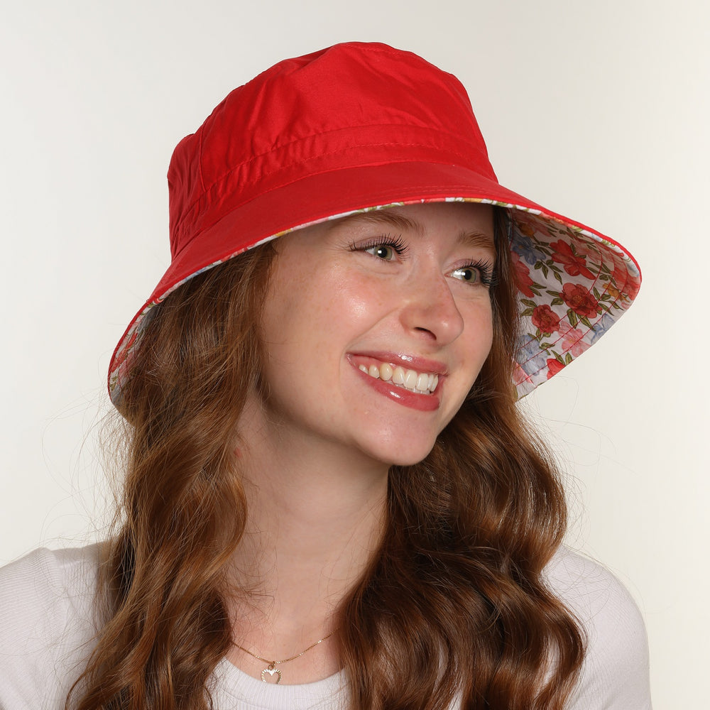 Chapeau bucket réversible Felicia rouge