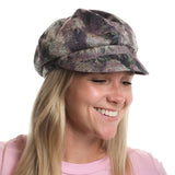 Newsboy cap with floral pattern