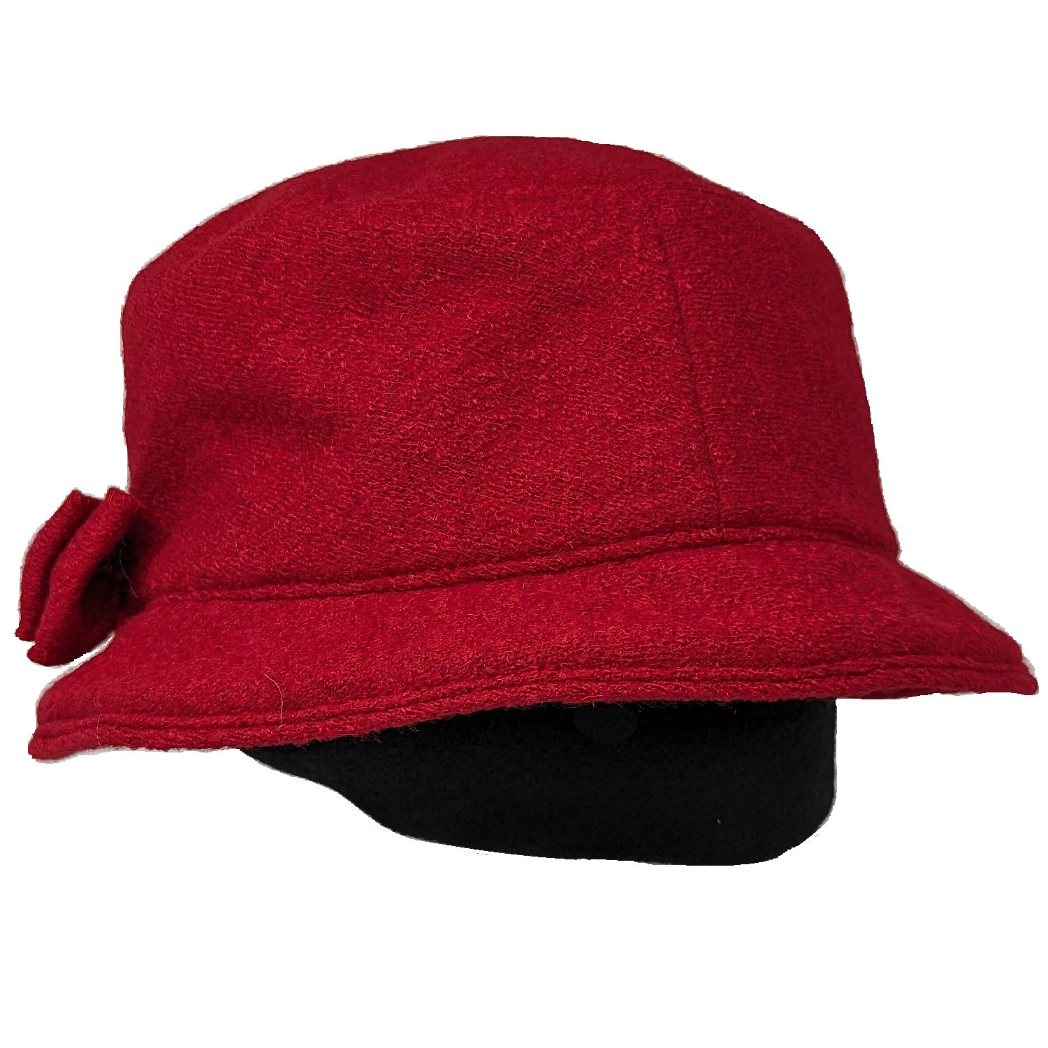 Chapeau bob en laine bouillie avec boucle