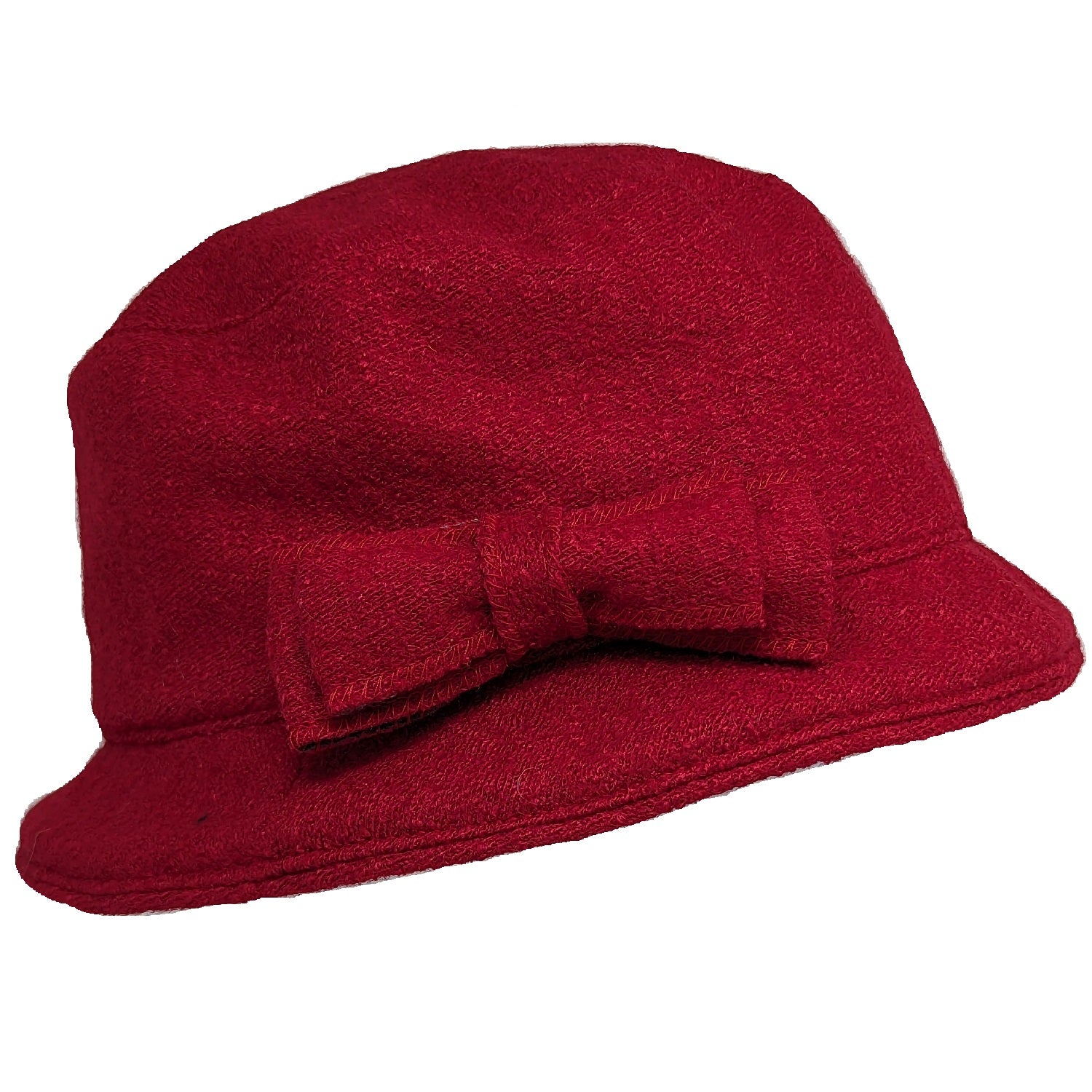 Chapeau bob en laine bouillie avec boucle