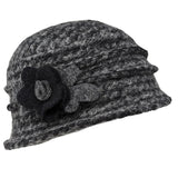 Wool cloche hat with flower