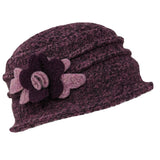 Boiled wool cloche hat with flower