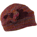 Wool beanie hat with flower
