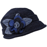 Boiled wool cloche hat with flower