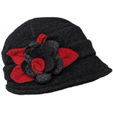 Chapeau cloche en laine bouillie avec fleur