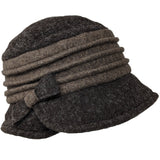 2-tone boiled wool cloche hat with buckle