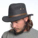 Wool safari hat with leather band