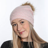 Beanie hat with fur pompom