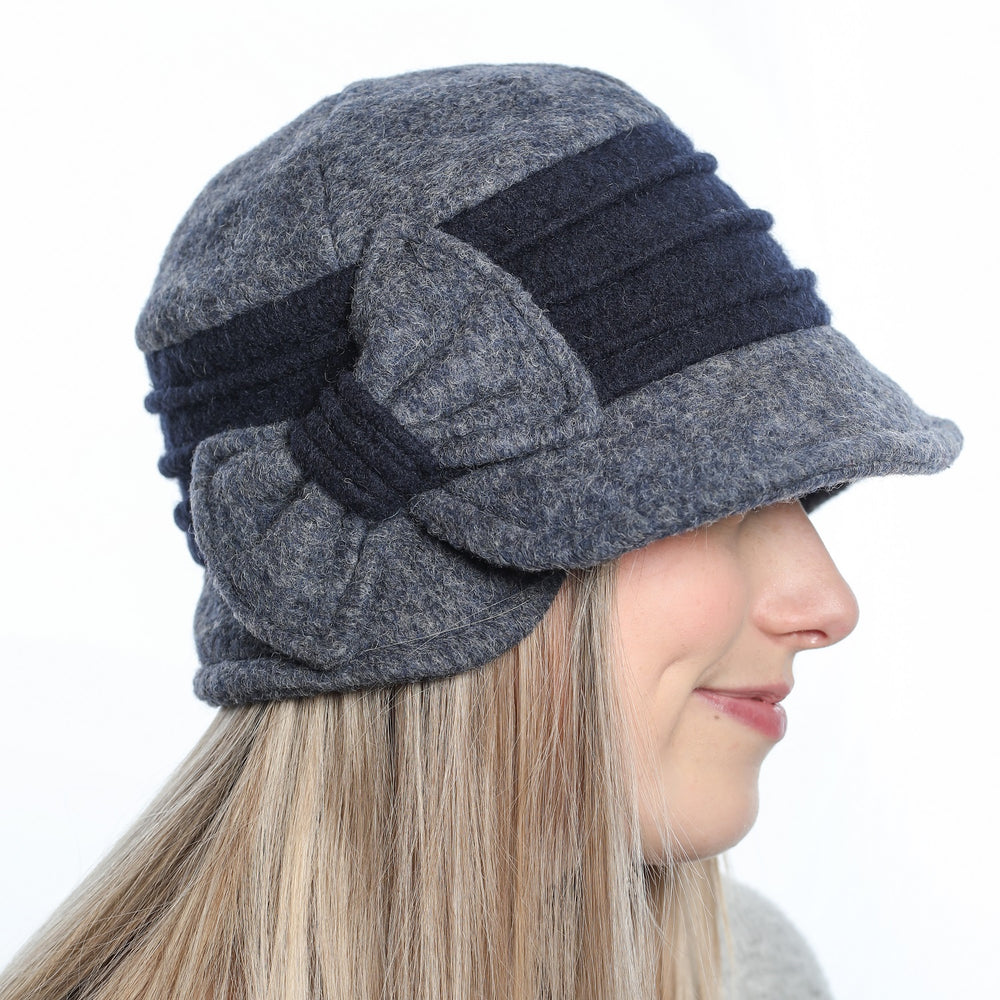 Chapeau 2 tons en laine bouillie avec boucle