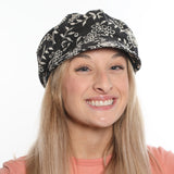 Newsboy cap in embroidered chambray