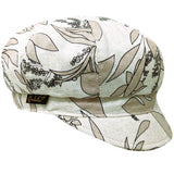 Printed linen newsboy cap