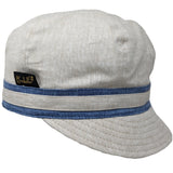 2-tone beige and blue linen-effect cap