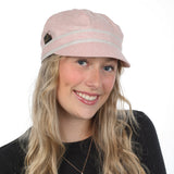 2-tone pink and beige linen-effect cap