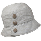 Bucket hat with taupe linen effect buttons