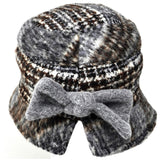 Tweed cloche hat and back buckle