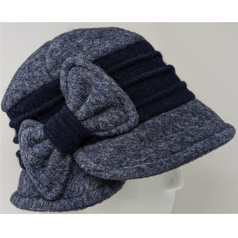 Chapeau 2 tons en laine bouillie avec boucle