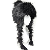 Hat with braids made of synthetic fur