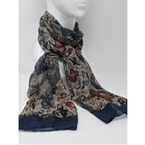 Lightweight patterned scarf with contrasting band