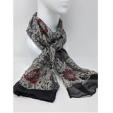 Lightweight patterned scarf with contrasting band