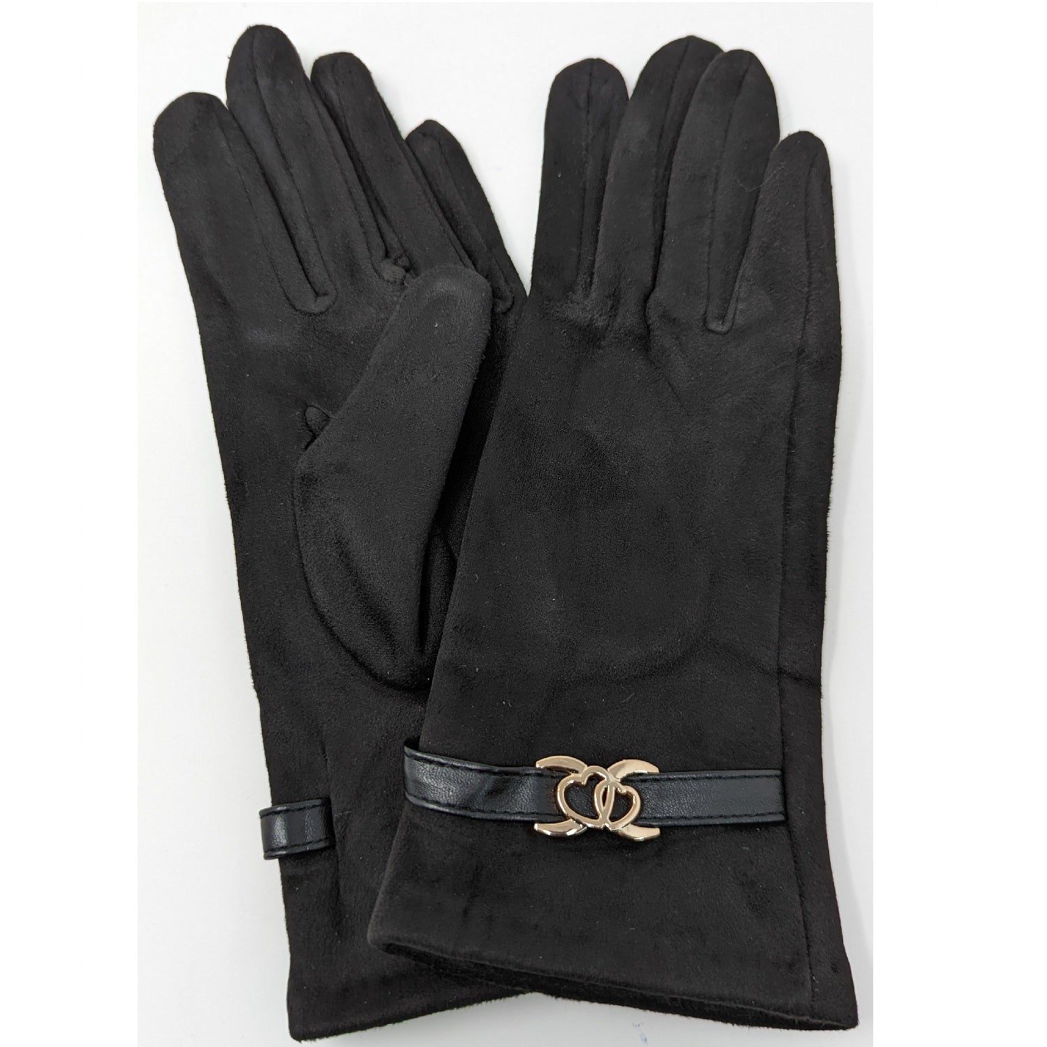 Glove with heart buckle